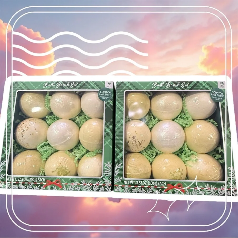 Bath Bomb Gift Set 9 Piece New in Box. Multiple Scents.